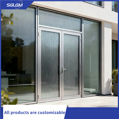 Porta esterna in alluminio completamente vetrata